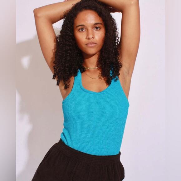 Free People Tops - NWOT Free People Araminta James The Lolita Crinkle Top Azure Blue Size Medium